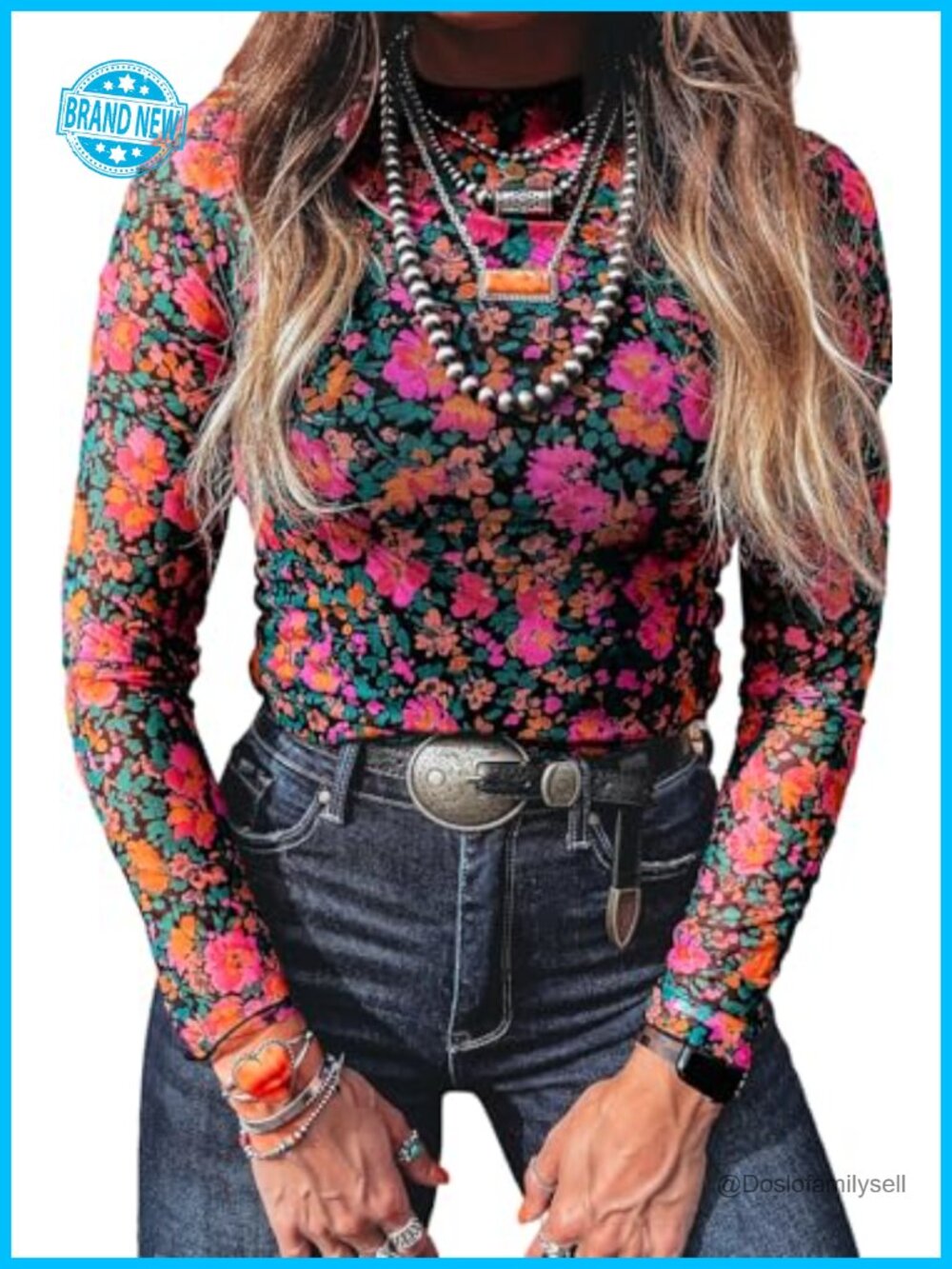 Sheer Mesh Lace Floral Embroidery Blouse Long Sleeve Mock Neck